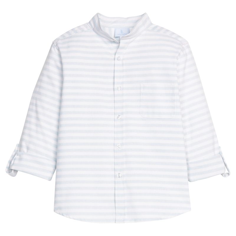 Mandarin Collar Roll Sleeve Shirt - Savannah Stripe