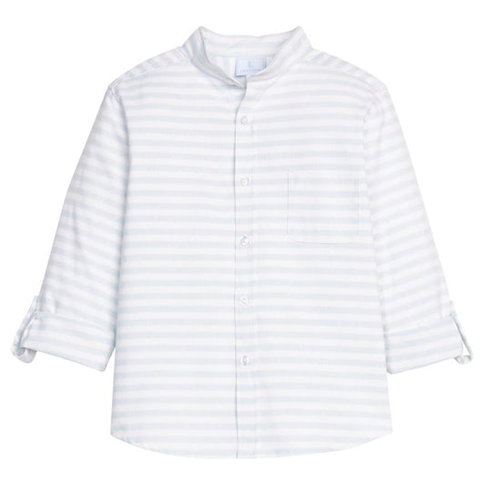 Mandarin Collar Roll Sleeve Shirt - Savannah Stripe