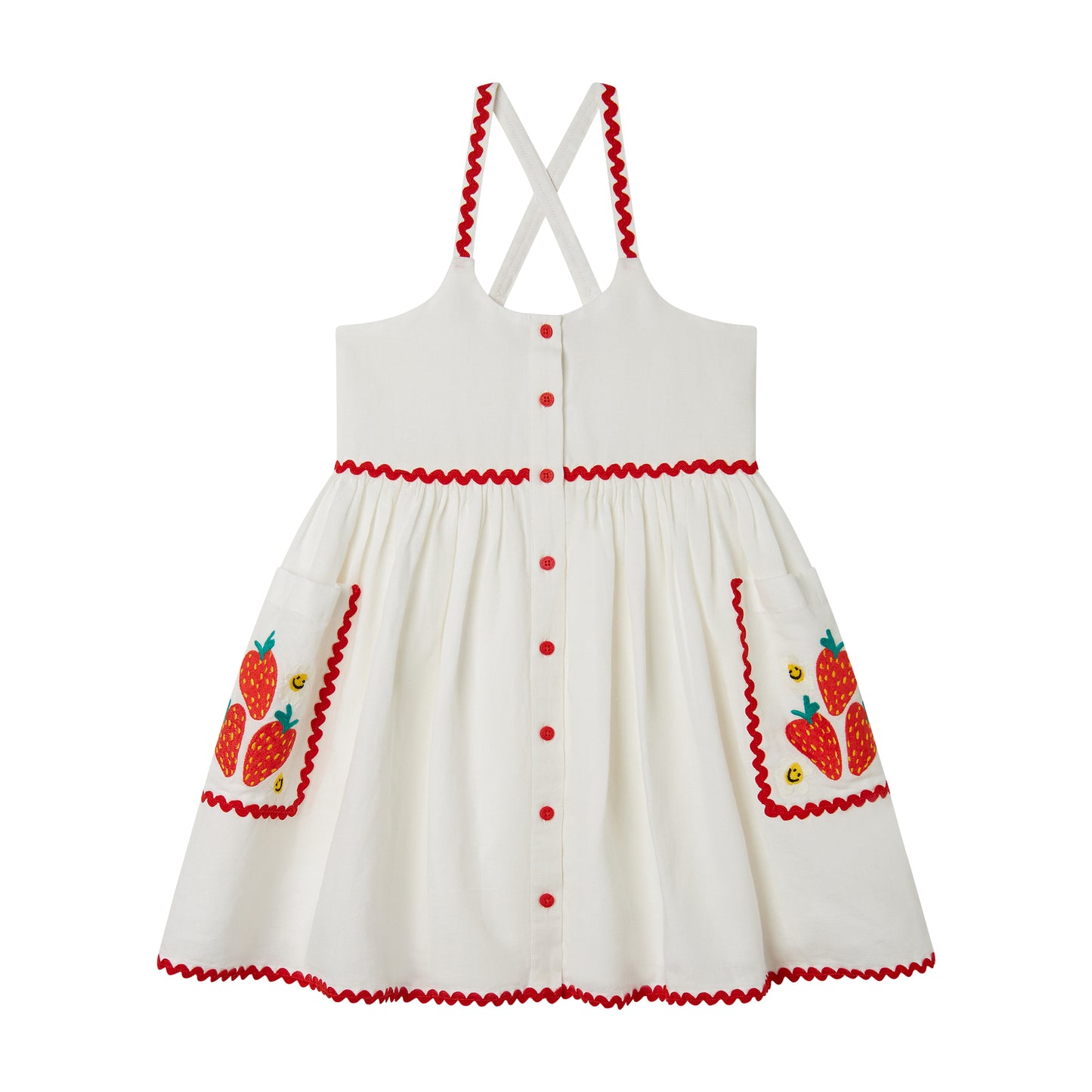 Stella McCartney Kids Strawberry Flower Print Strappy Dress