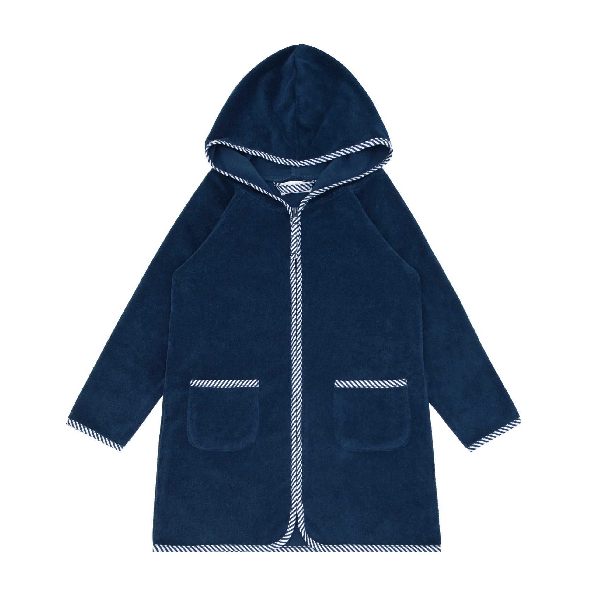 Minnow Navy French Terry Hooded Zipper Coverup