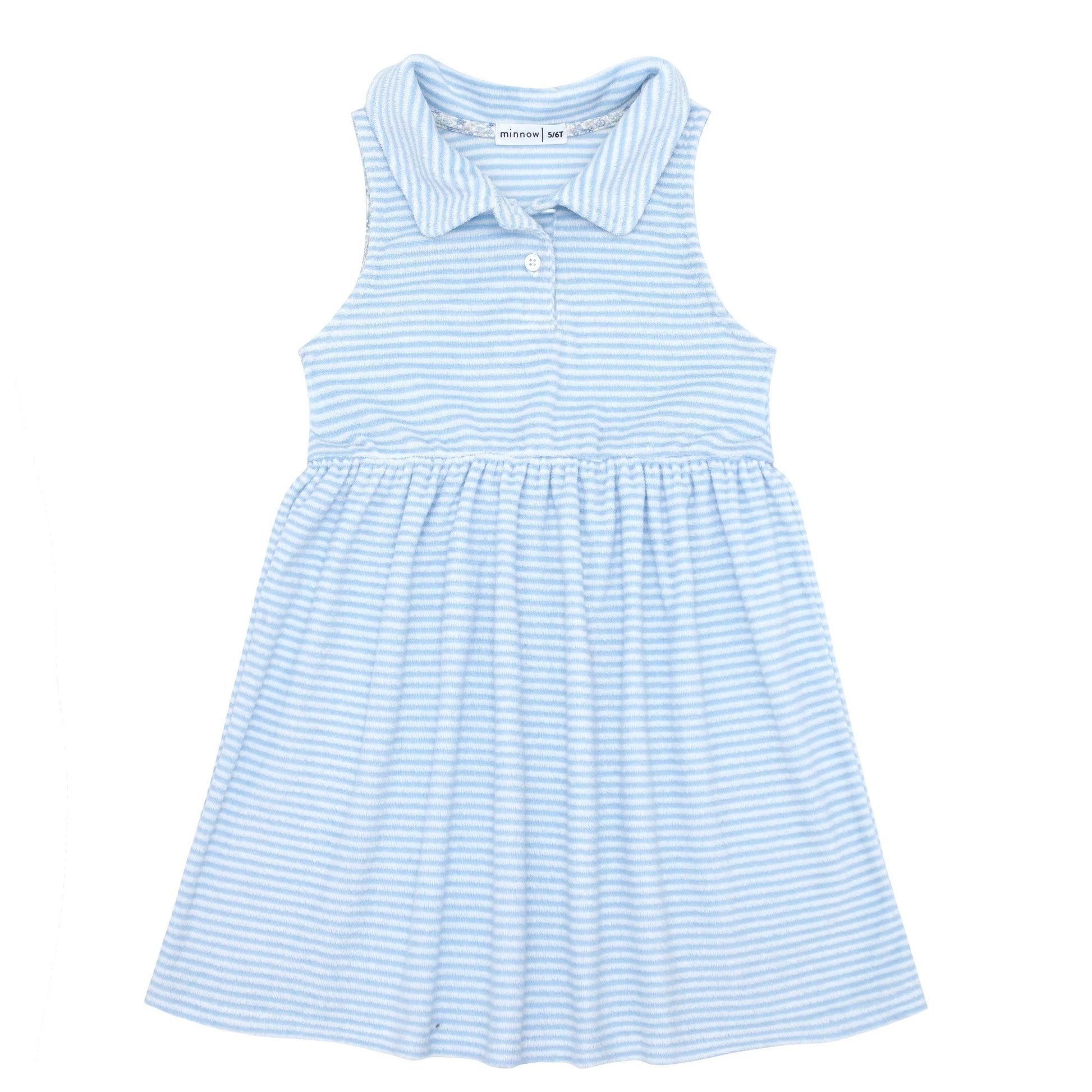 Minnow Powder Blue Stripe French Terry Tennis Dress