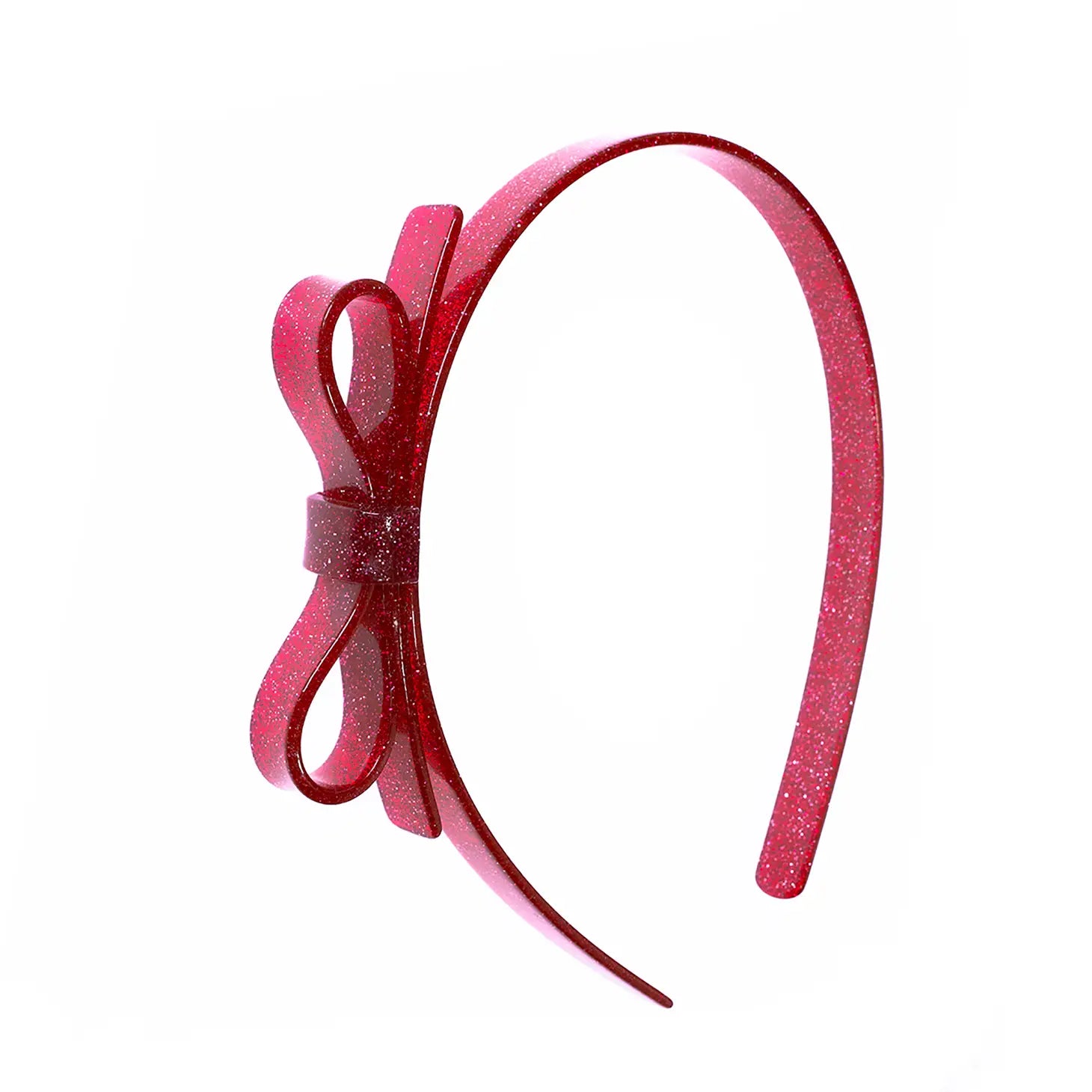 Lilies & Roses Thin Bow Glitter Red Headband
