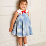 Pepa London Blue Embroidered Gingham Sleeveless Dress