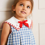 Pepa London Blue Embroidered Gingham Sleeveless Dress