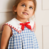 Pepa London Blue Embroidered Gingham Sleeveless Dress