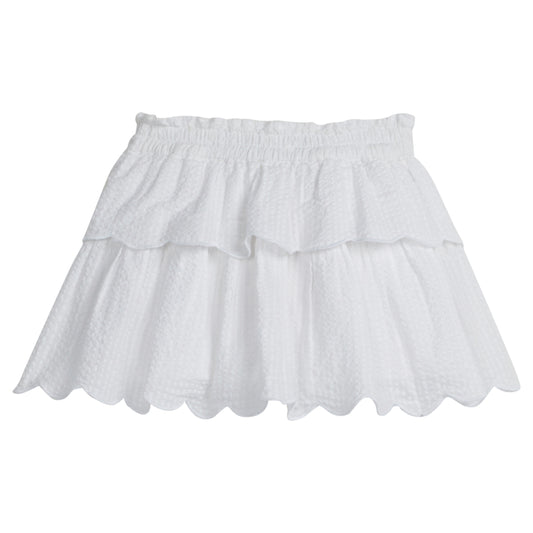 BISBY Tiered Skort- White Seersucker