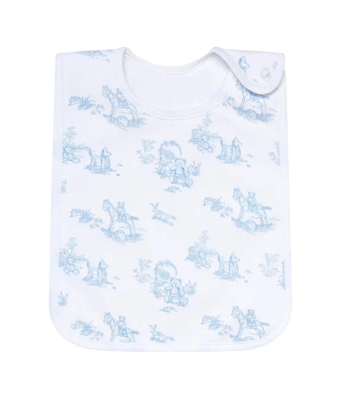 Nellapima Blue Teddy Bear Toile Feeding Bib