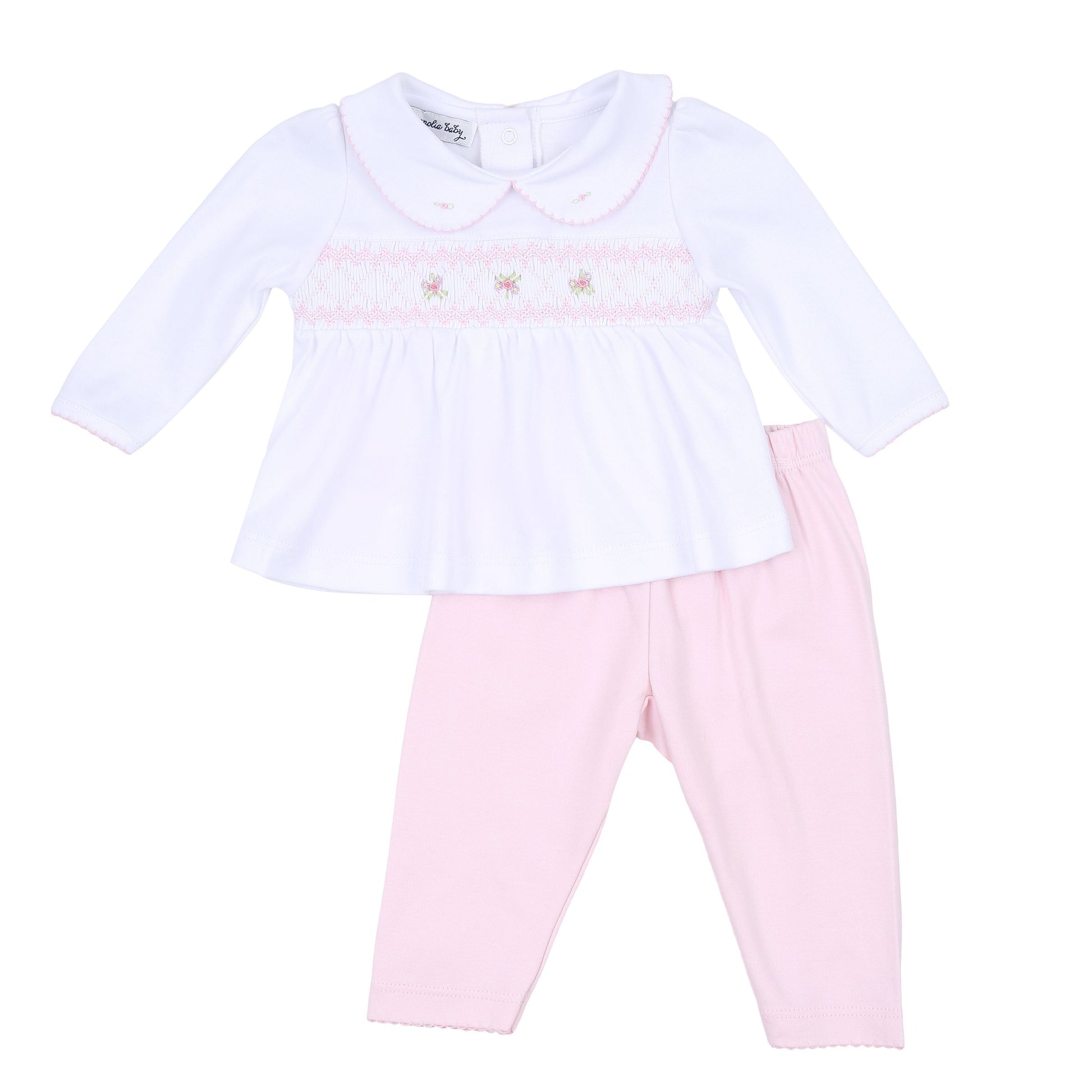 Magnolia Baby Freya and Finn Smocked Collared Girl Pant Set