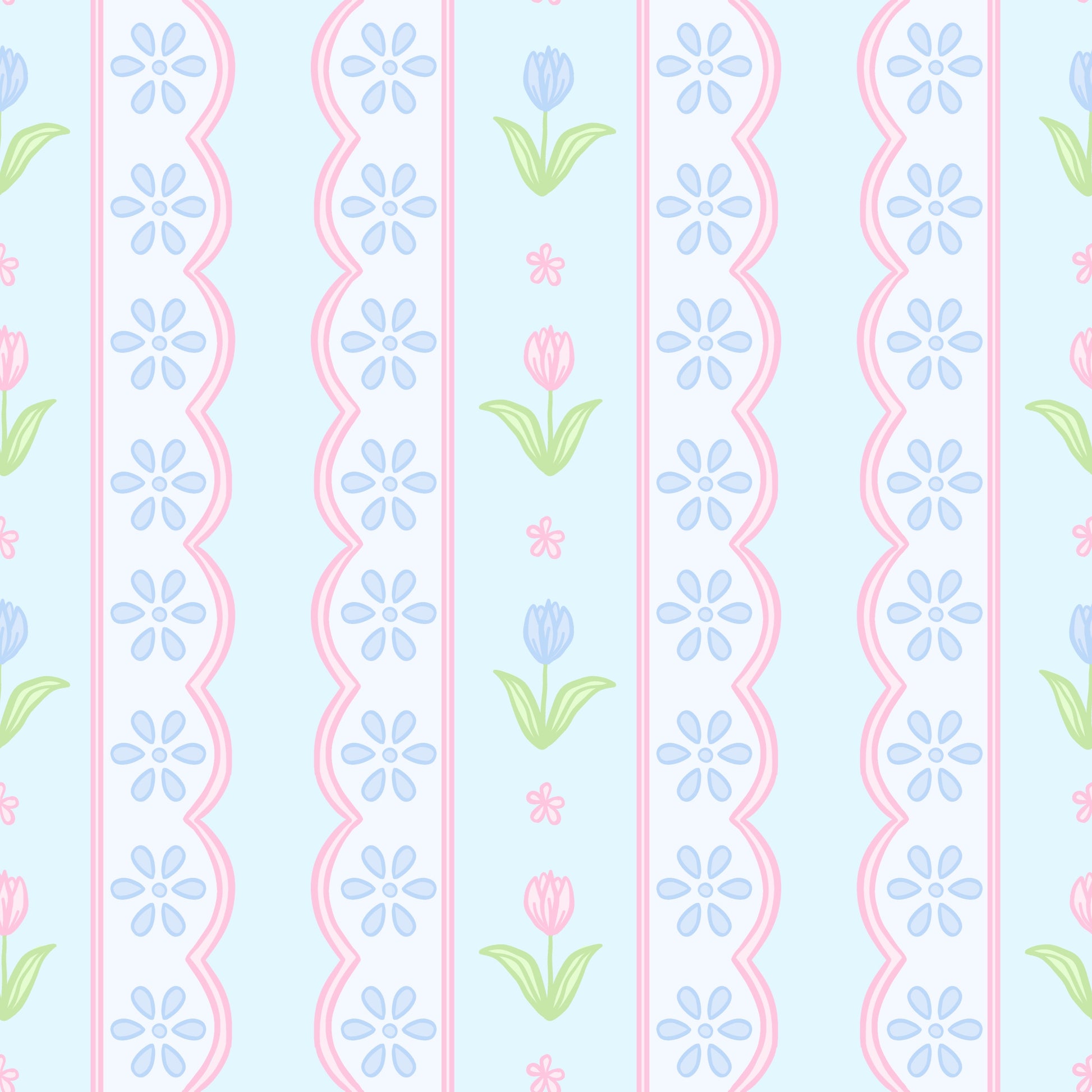 James and Lottie Blue Floral Scallop Lottie Bloomer Set 