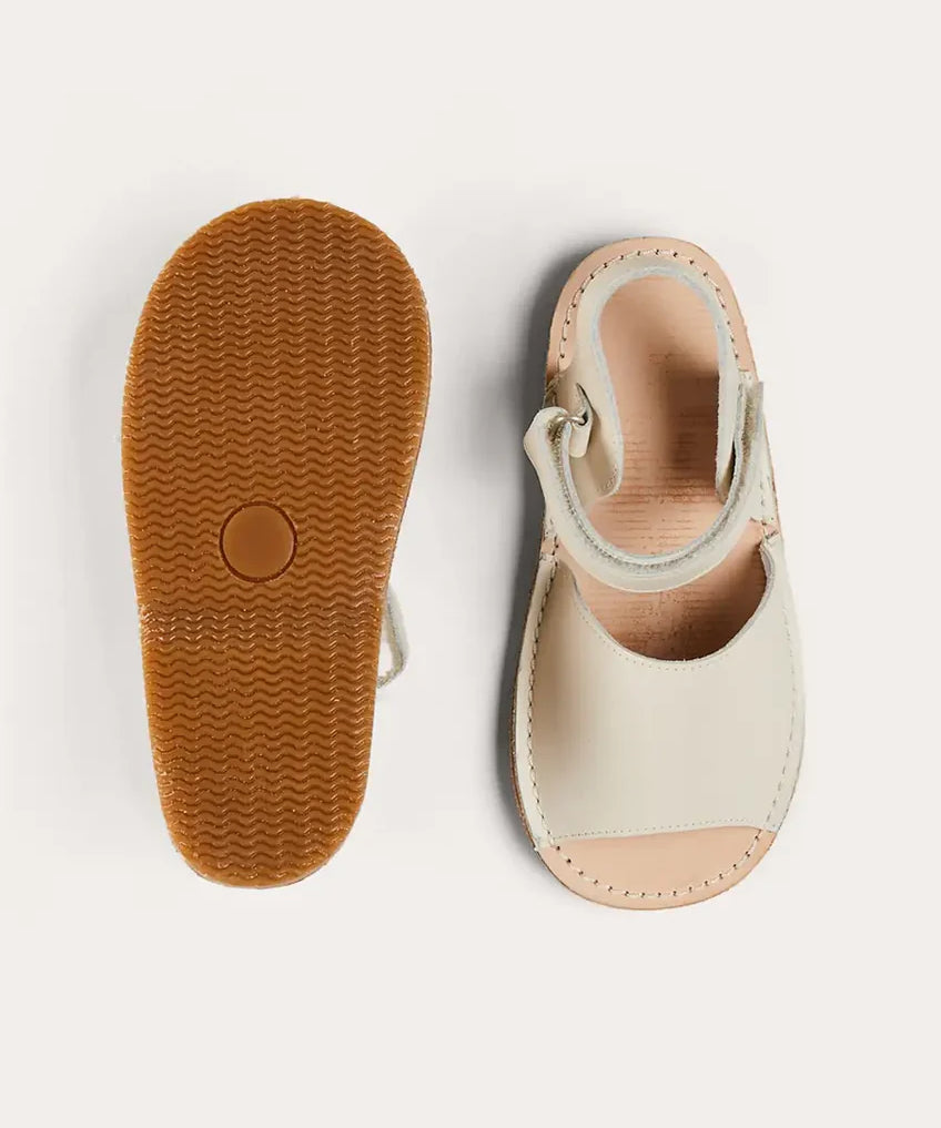 Open Toe Leather Sandals in Ivory