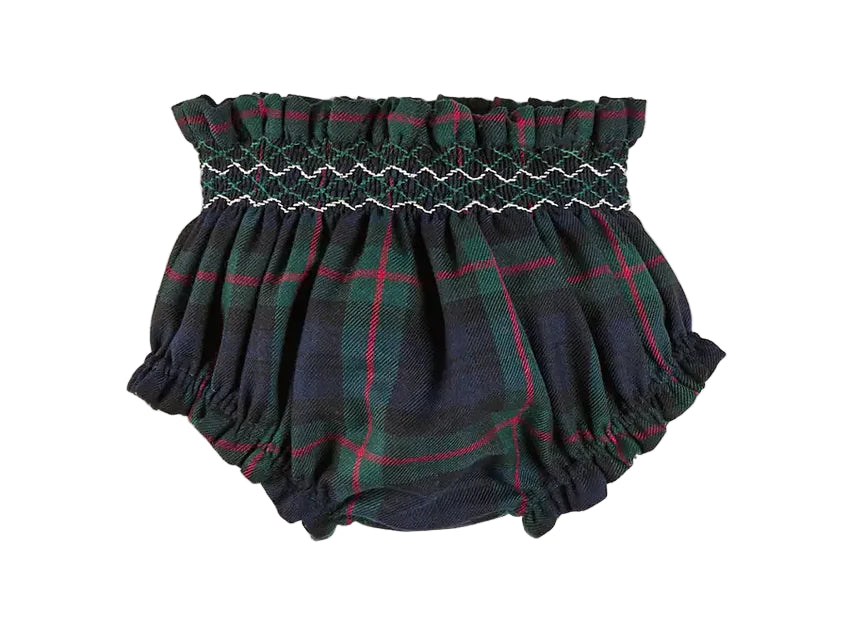 Pepa London Kinnerton Tartan Hand Smocked Bloomers in Green