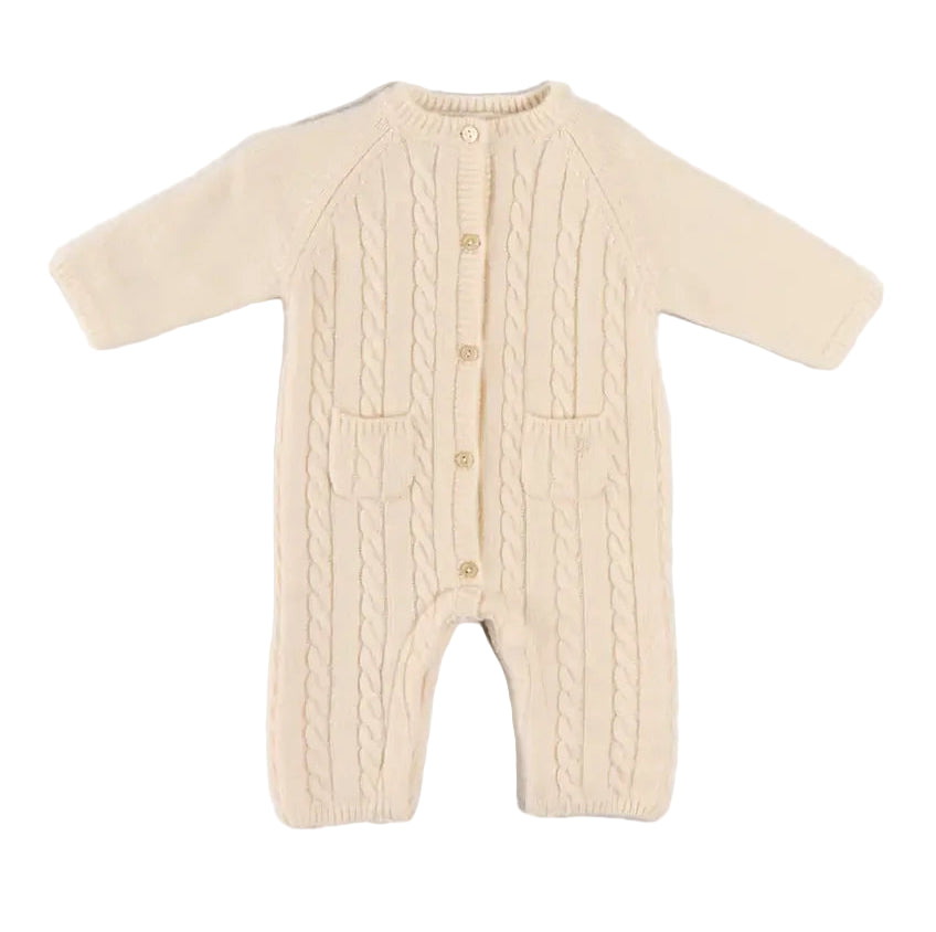 Pepa London Cashmere Cable Knit Pocket Detail All In One in Cream