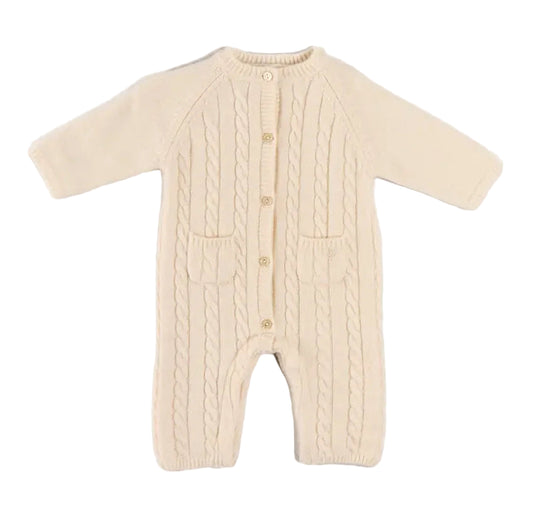 Pepa London Cashmere Cable Knit Pocket Detail All In One in Cream