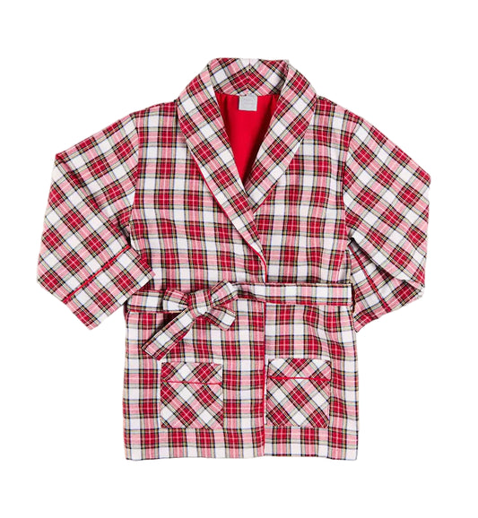 Francis Tartan Long Sleeve Dressing Gown in Red