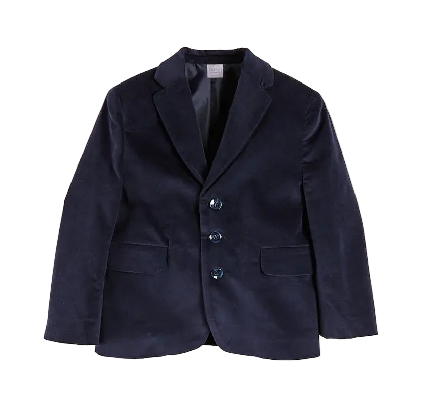 Pepa London Velvet Three Button Blazer Jacket in Navy