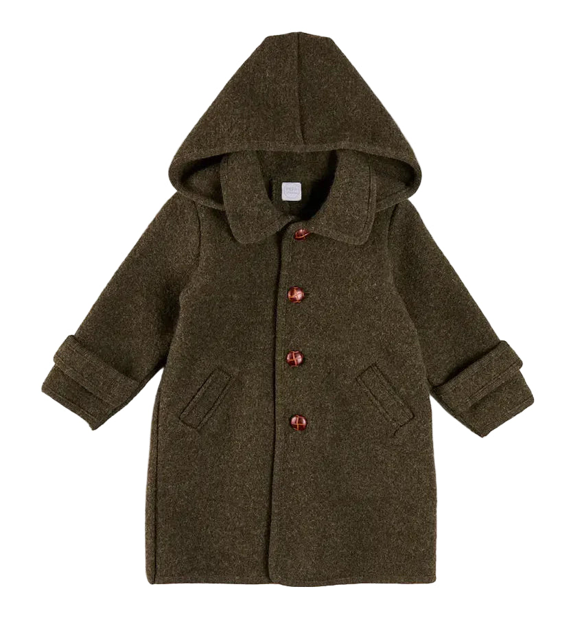 Pepa London Double Faced Wool Toggle Fastening Duffle Coat in Green