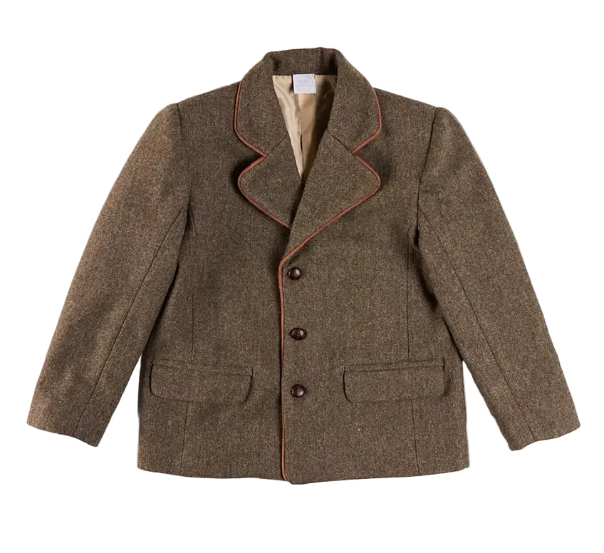 Pepa London Tweed Blazer with Suede Elbow Patches in Green