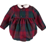Grovesnor Tartan Peter Pan Collar Long Sleeve Romper in Red