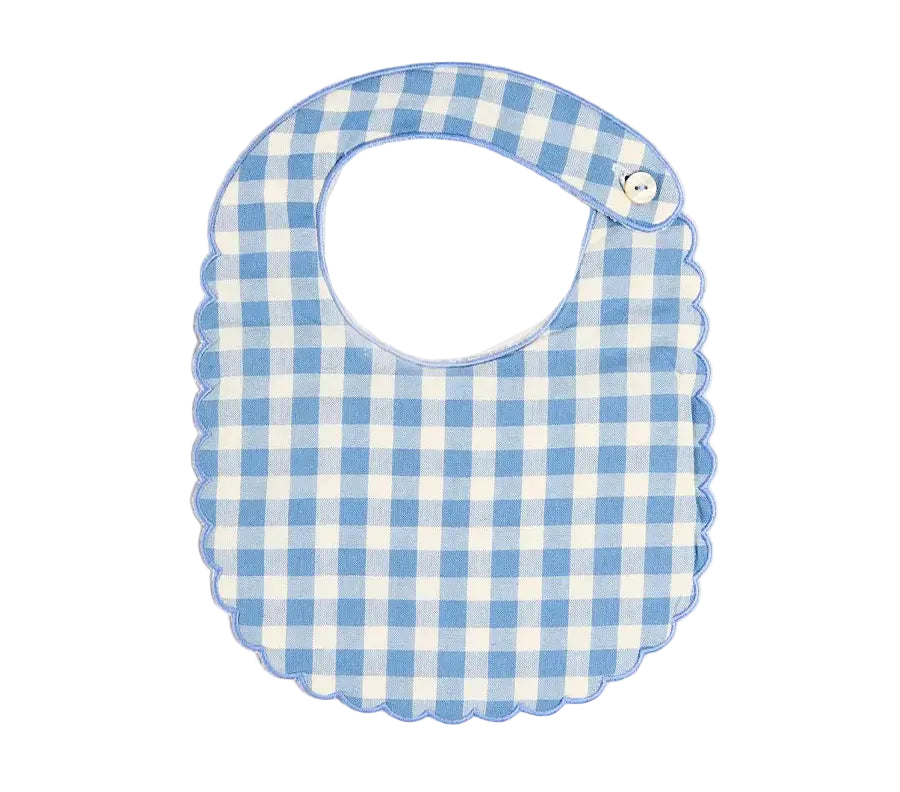 Pepa London Darby Gingham Scallop Edge Lined Bib in Blue