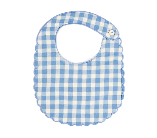Pepa London Darby Gingham Scallop Edge Lined Bib in Blue