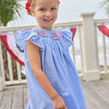 Smocked Bishop Dress- Flags