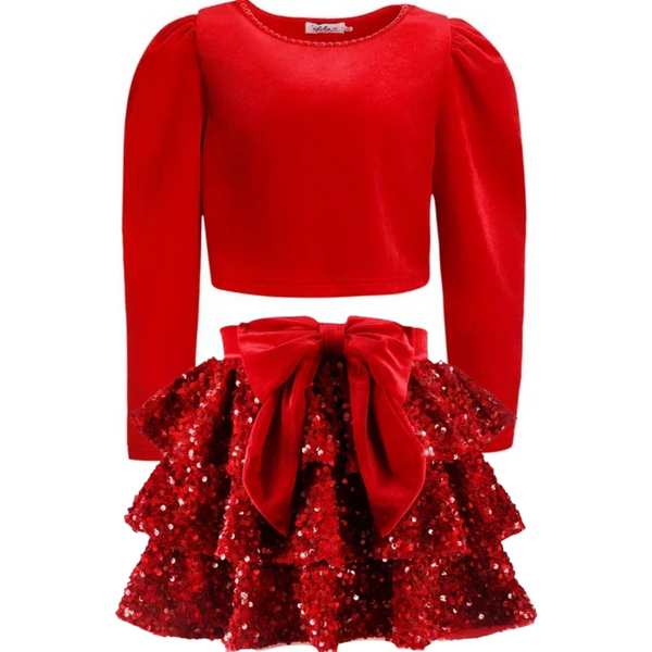 Stardust Velvet Party Set- Red