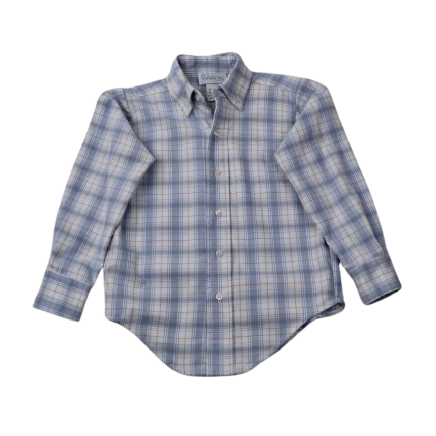 Funtasia Too Blue And Tan Plaid Button Down Shirt