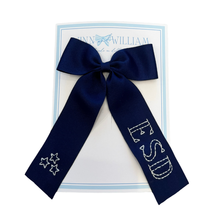 Winn and William Medium ESD Bow With Stars - Navy