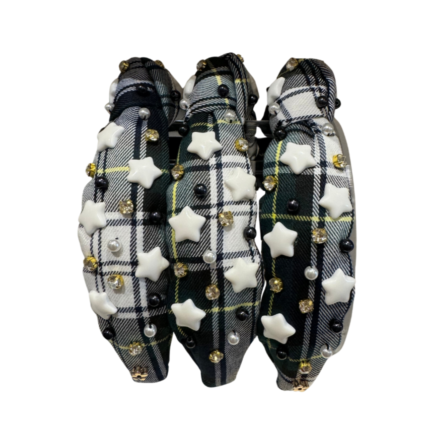 Popppyland Navy and Green Plaid Knot Headband