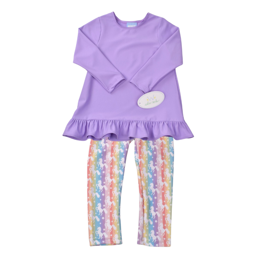 Funtasia Too Baby Doll Top and Unicorn Print Legging Set