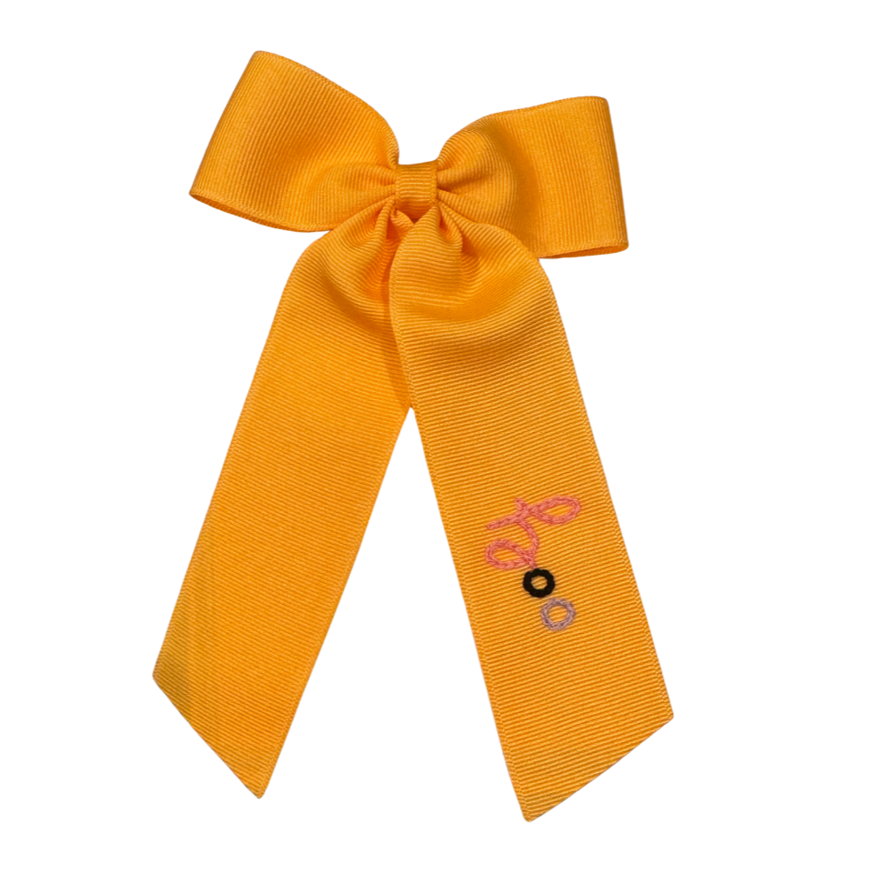 Winn and William Medium Script Multicolor Boo Bow- Orange