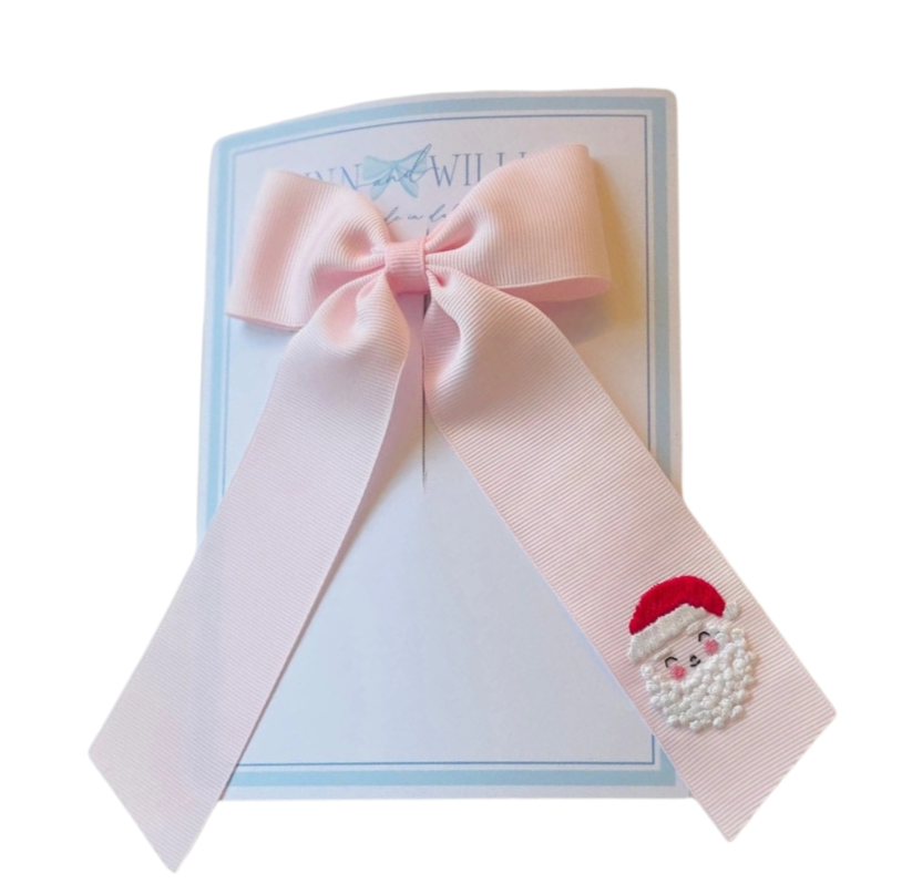 Winn and Williams Medium Pink Bow With Santa Claus