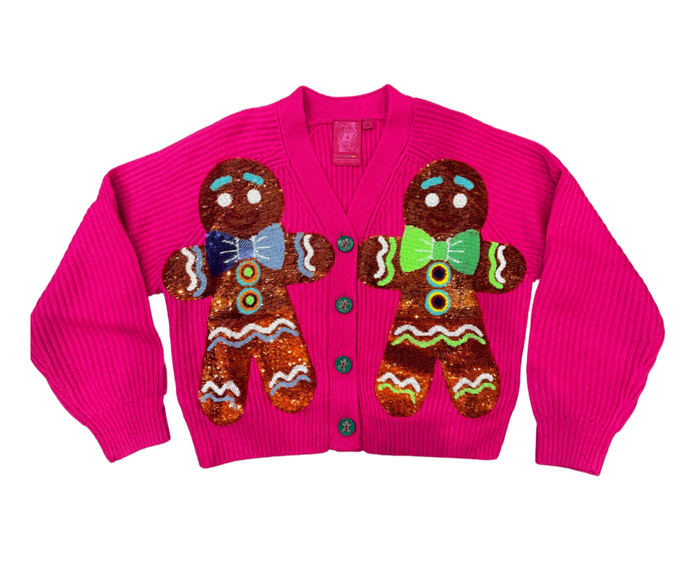 Queen of Sparkles Hot Pink Gingerbread Cardigan- Kid's