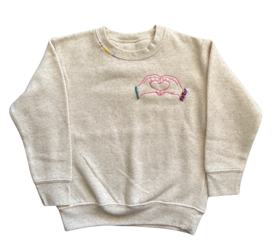 Swiftie Heart Hand Sign With Beading Embroidered Sweatshirt