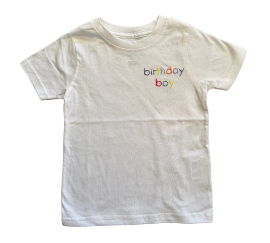 Sweet Olive Street Rainbow Birthday Boy Embroidered Tee