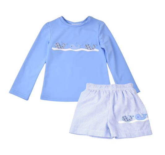 Funtasia Too Whales Rash Guard & Swim Trunks Set