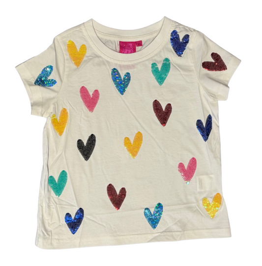 Queen of Sparkles White Multi Heart Tee - Kid's