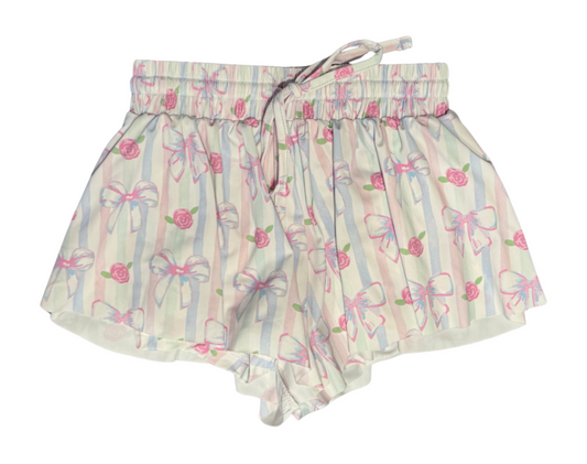 Azarhia Butterfly Water Color Bows Flowy Shorts