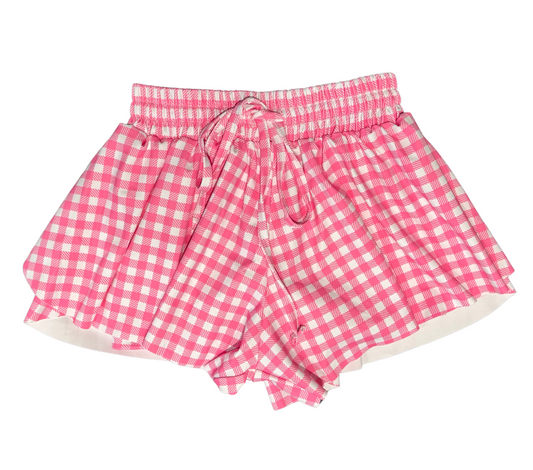 Azarhia Butterfly Pink Gingham Flowy Shorts