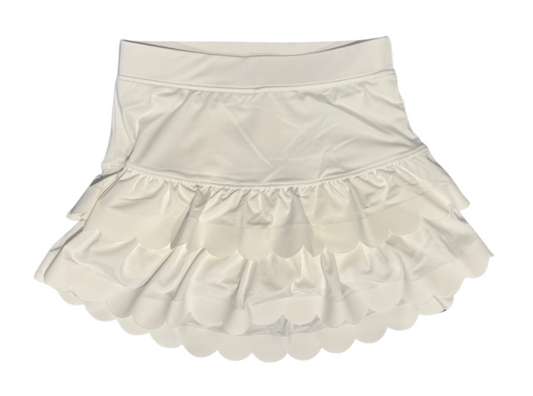 Azarhia Scalloped Skort- White