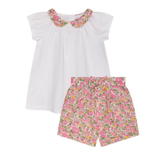 Question Everything Rose Blouse and Shorts Set