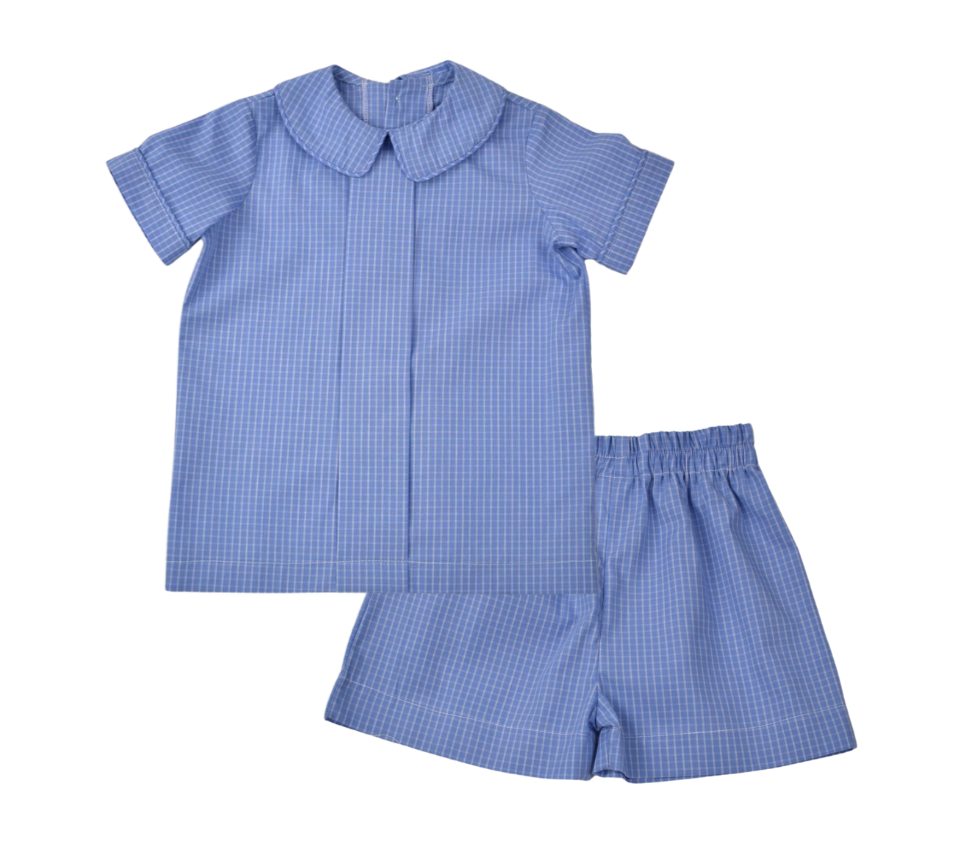 Funtasia Too Blue Check Pleated Front Short Set