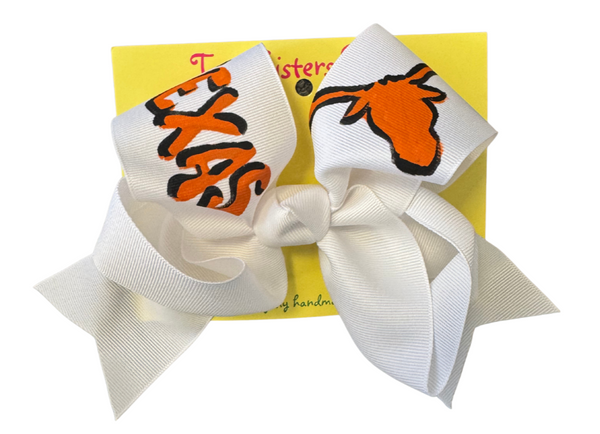 Hand Painted Longhorns Large Bow