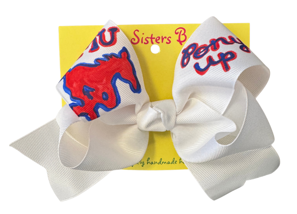 Two Sisters Bows Hand Painted Mustangs Large Bow