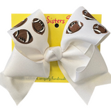 Two Sisters Bows Hand Painted Football Collage Large Bow
