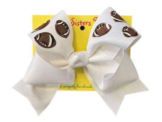 Two Sisters Bows Hand Painted Football Collage Large Bow