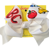 Two Sisters Bows Hand Painted ABC Bus Large Bow