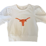 Longhorns Sequin Short Sleeve Sweater