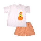 Pumpkins Tee and Orange Check Short Set