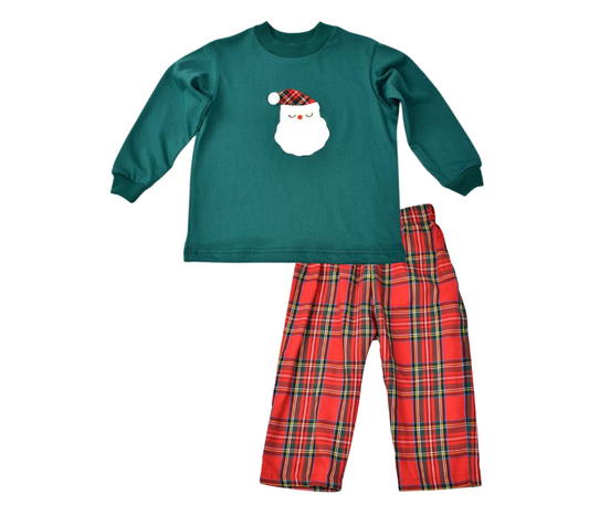 Funtasia Too Long Sleeve Santa and Plaid Pants Set